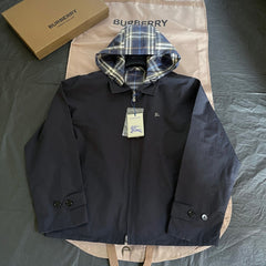Burberry Reversible Check Cotton Jacket in Silhouette Blue #387490