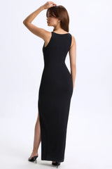 Modal Plunge Cut-Out Maxi Dress In Black