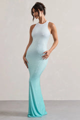 Escala | Mint Ombre Hotfix Racer-Neck Maxi Dress