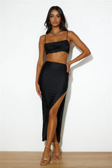 She'S Got The Charm Midi Skirt Black