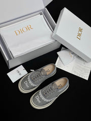 Dior Saltwind Round Toe Lace-up Embroidery Colorful Lace Low-top Canvas Shoes #380451