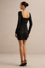 Ceronia | Black Lace Square-Neck Mini Dress