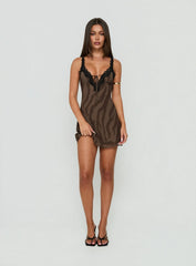 Florencee Lace Trim Mini Dress Zebra