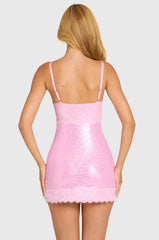 Sequin Lace Mini Dress In Blossom