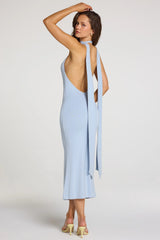 Modal Halterneck Midaxi Dress In Light Blue