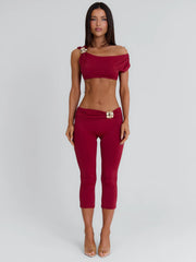 Atheena Capri Pants Deep Red