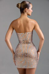 Embellished Bandeau Mini Dress In Honey