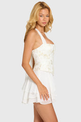 Embellished Corset Mini Dress In Pearl