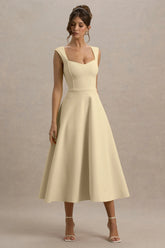 Andromeda | Lemon Sweetheart-Neck Midi Dress
