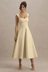 Andromeda | Lemon Sweetheart-Neck Midi Dress