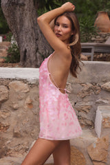 Embellished Mini Dress In Baby Pink