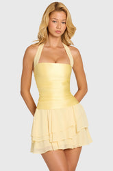 Satin Corset Mini Dress In Butter