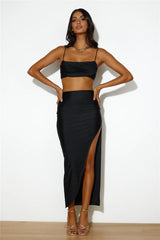 She'S Got The Charm Midi Skirt Black