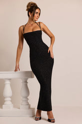 Embellished Cowl Neck Maxi Dress In Black