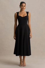 Andromeda | Black Sweetheart-Neck Midi Dress
