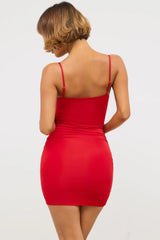 Slinky Jersey Rose Detail Cut Out Mini Dress In Scarlet Red
