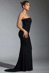 Embellished Corset Gown In Black