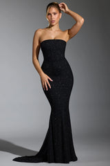 Embellished Corset Gown In Black