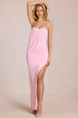 Bandeau Draped Maxi Dress In Blossom Pink