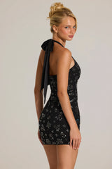 Embellished Sweetheart-Neck Mini Dress In Black