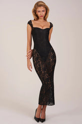 Sweetheart-Neck Maxi Dress In Black