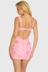 Embellished Bodycon Mini Dress In Blossom