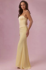 Satin Corset Bridesmaid Dress In Butter Yellow