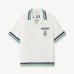 Casablanca Paris White Hotel Emblem Short Sleeve Silk Shirt and Shorts #387365