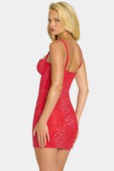 Embellished Sweetheart Corset Mini Dress In Strawberry
