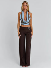 Elysa Pant Brown Pinstripe