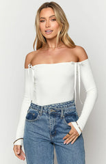 Intan White Off The Shoulder Bodysuit