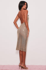 Save Me A Dance Embellished Midi Dress Gold