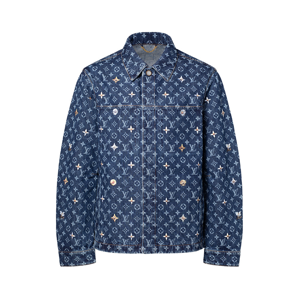 LOUIS VUITTON Monogram Embroidered Denim Overshirt and Skate Pants #387306