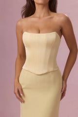 Satin Corset Bridesmaid Dress In Butter Yellow