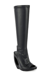 Women's Ilyssa Black Curved Wedge Boots