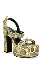 Women's Tarynn Yellow Snake Block Sandals