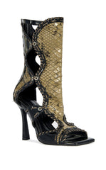 Women's Indrani Black Gladiator Stiletto Sandal Booties