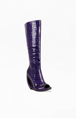 Women's Camilla Purple Croc Wedge Boots