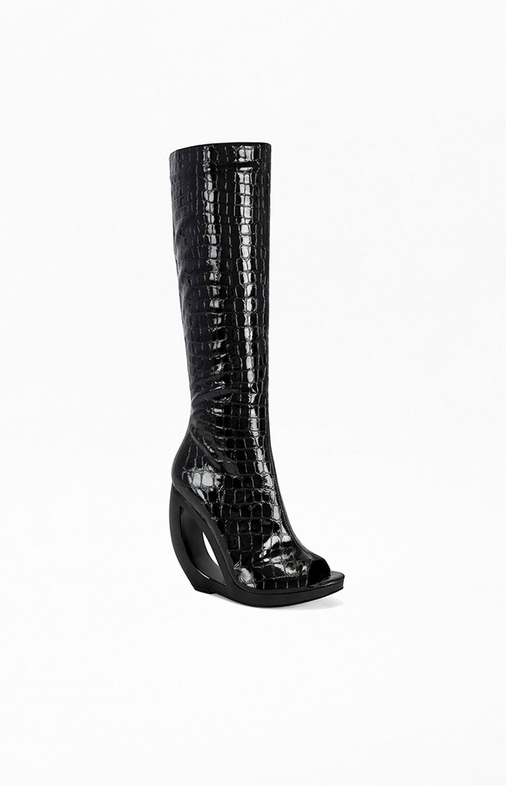 Women's Camilla Black Croc Wedge Boots