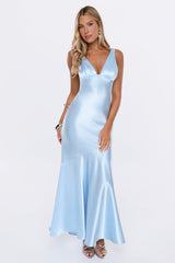 Pretty Society Satin Maxi Dress Blue