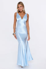 Pretty Society Satin Maxi Dress Blue