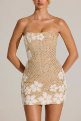Embellished Bodycon Mini Dress In Gold
