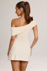 Modal Asymmetric A-Line Mini Dress In Ivory