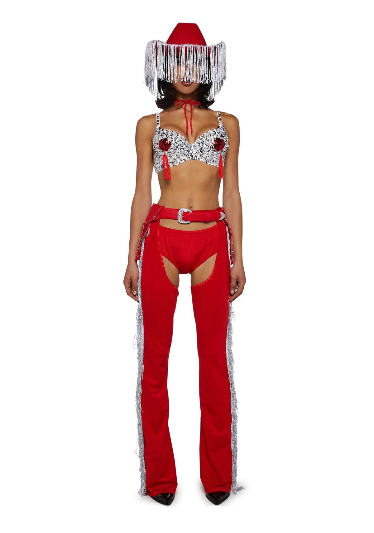 Giddy Up Rhinestone Cowgirl Costume - Red