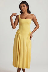 Modal A-Line Midaxi Dress In Pastel Yellow
