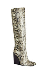 Women's Evergreen Snakeskin Block Heel Boots