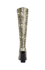Women's Evergreen Snakeskin Block Heel Boots