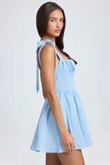 Draped Corset Mini Dress In Sky Blue
