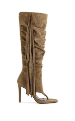 Women's Johanna Tan Fringe Stiletto Booties