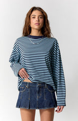Piper Dark Blue Pleated Low Rise Jean Micro Skirt